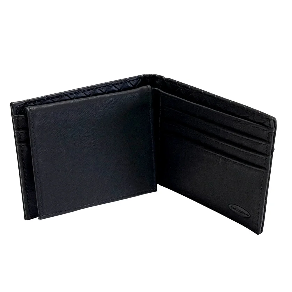 BC Ethic‎ Mens Bifold Wallet Black Faux Leather ID Window Logo Patch NWOT